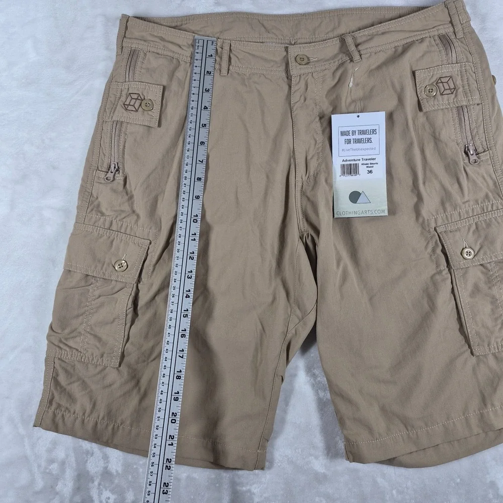 Clothing Arts Cargo Shorts Men's 36 Beige P Cubed Travel Pickpocket Proof NWT